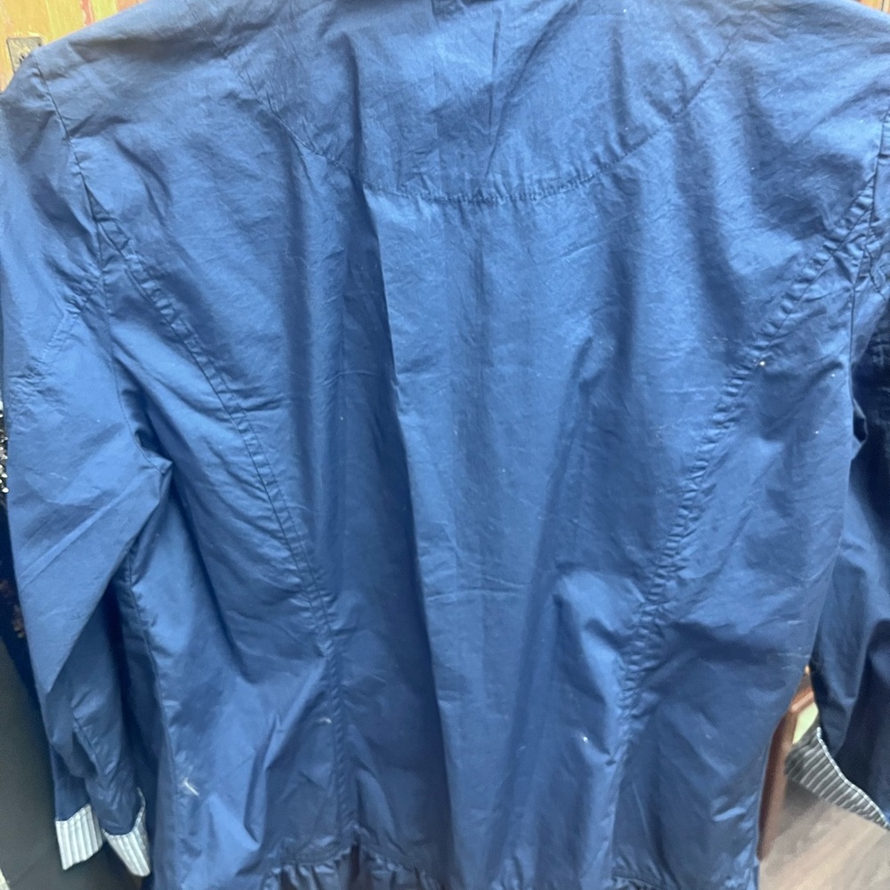 Chico's Navy Ruffle-Trim Utility Jacket - Picture 4 of 4